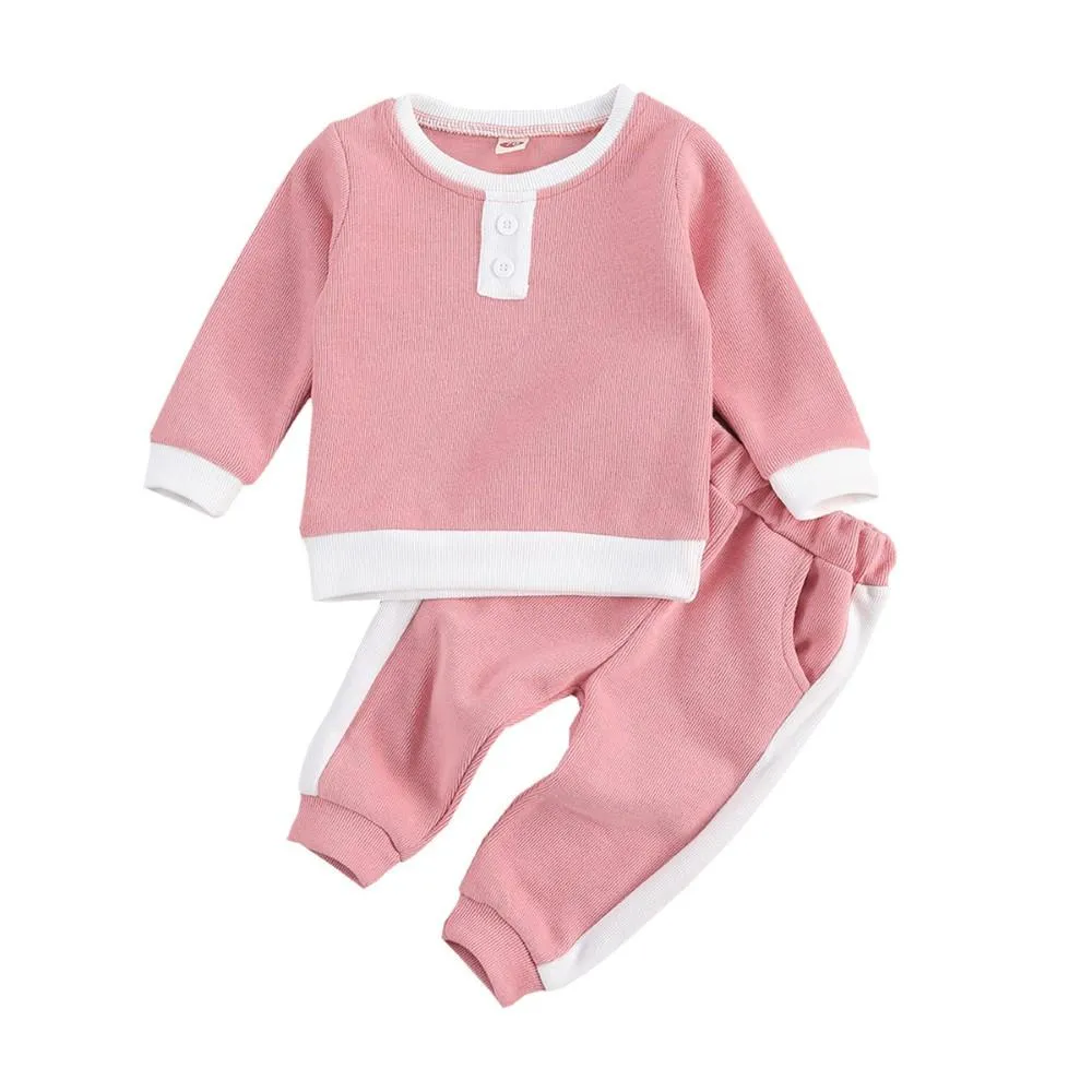 Toddler Boys Buttons Long Sleeve Top & Pants Baby Boy Clothes Wholesale