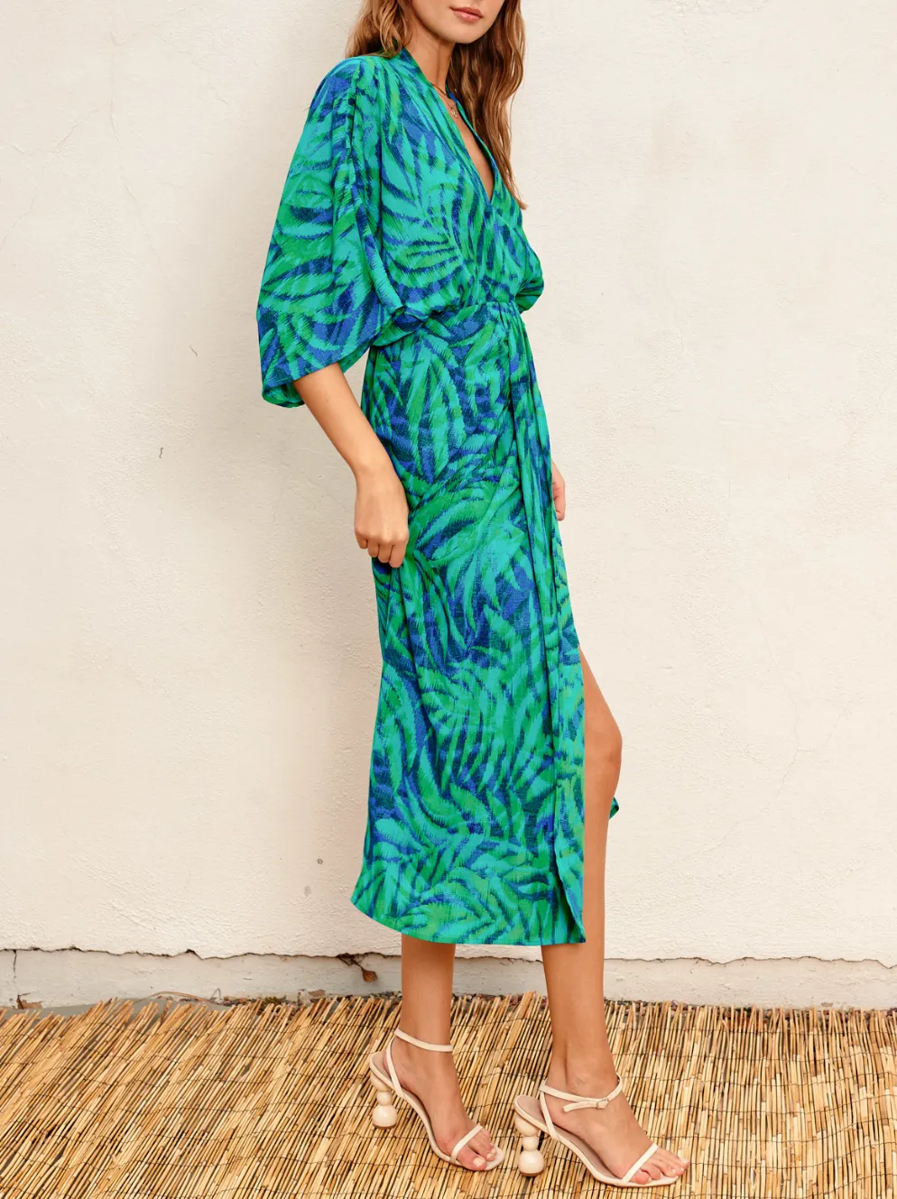 Tropic Thunder V-Neck Ruched Dress