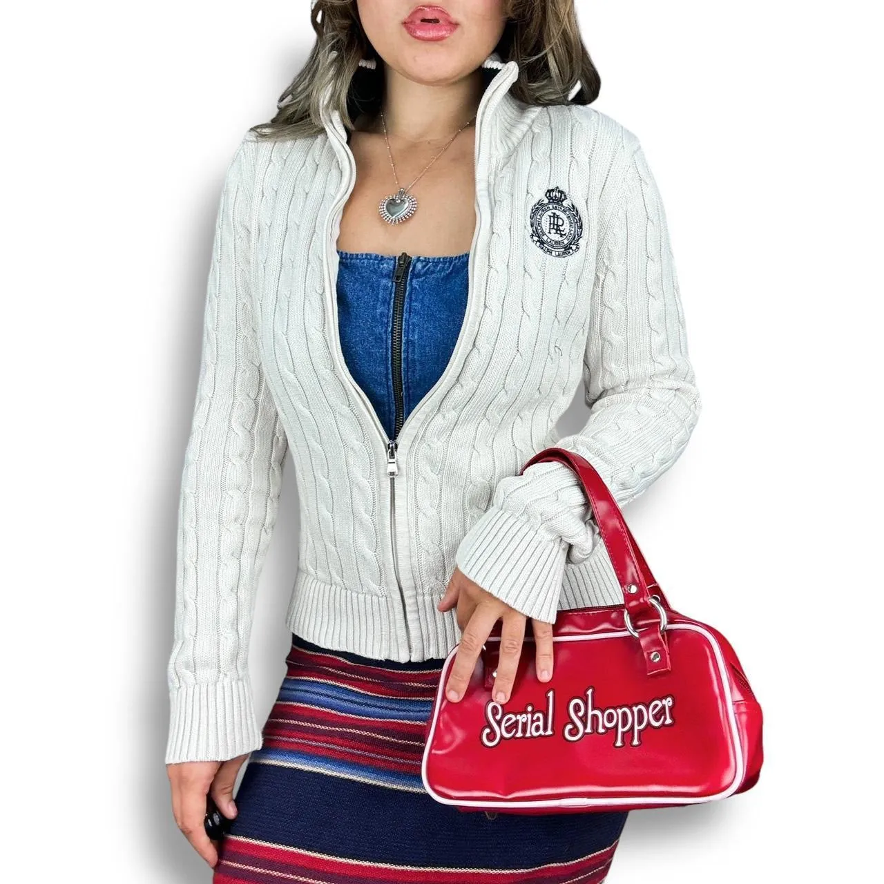 Vintage Ralph Lauren Cable Knit Zip Up (L)