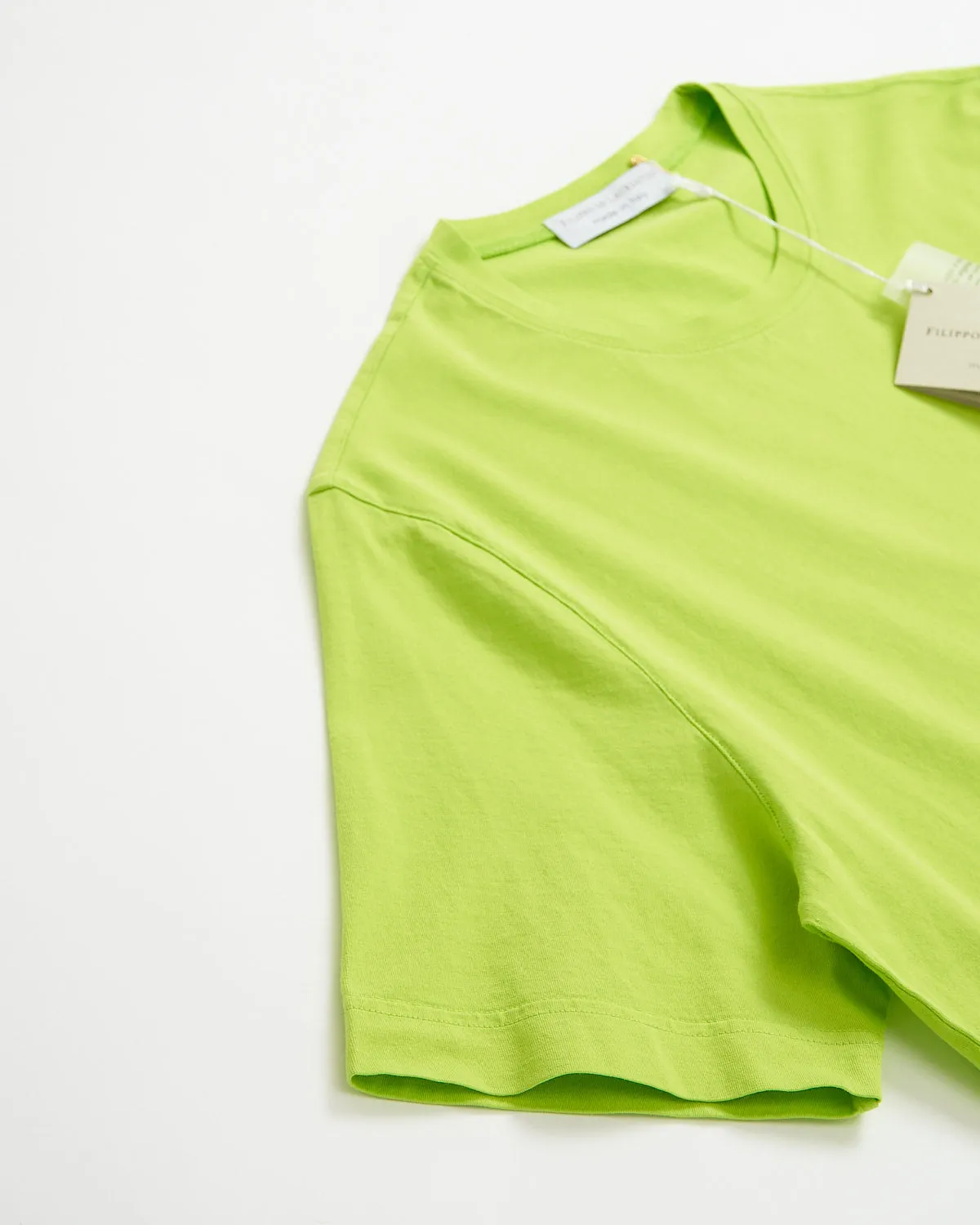 Washed Cotton Crewneck T-Shirt / Lime