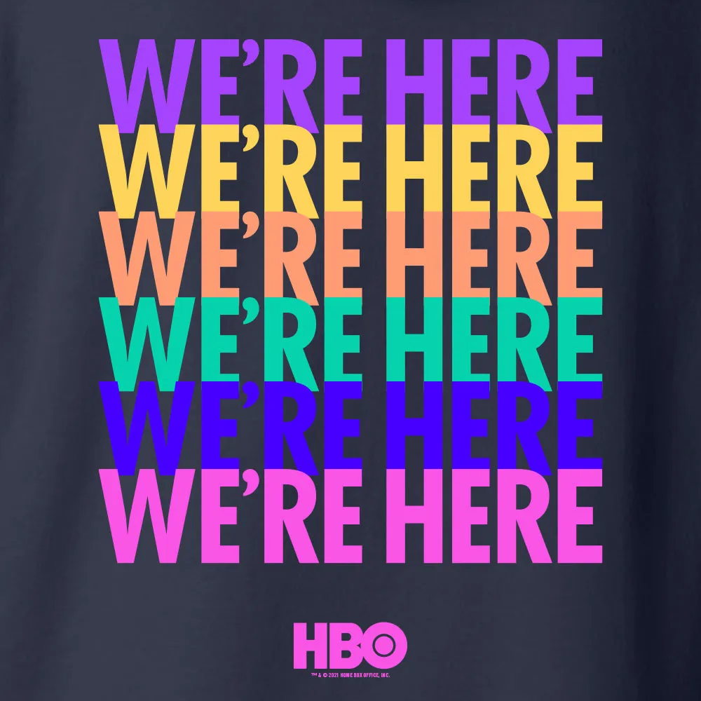 We're Here Rainbow Logo Fleece Hooded Sweatshirt