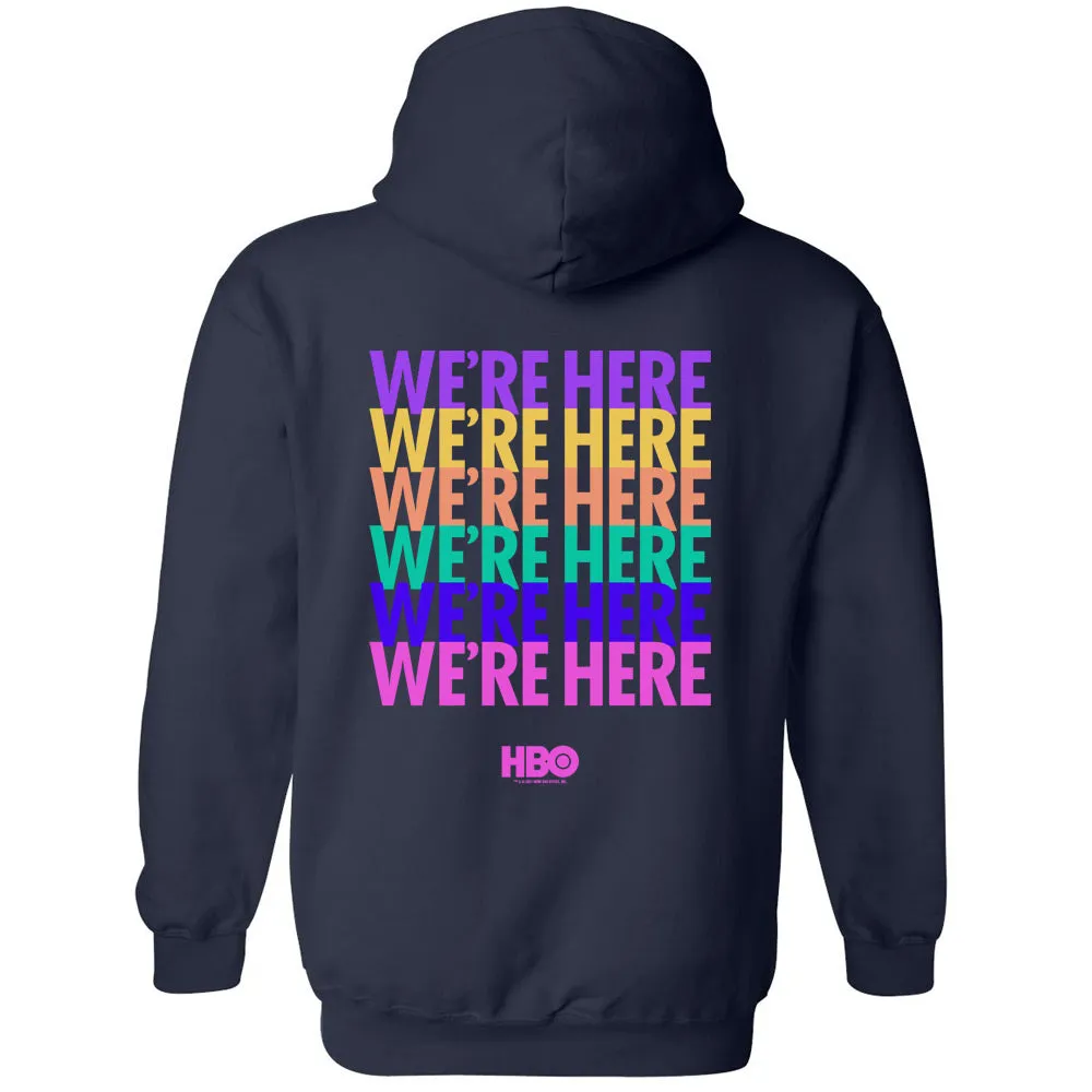 We're Here Rainbow Logo Fleece Hooded Sweatshirt