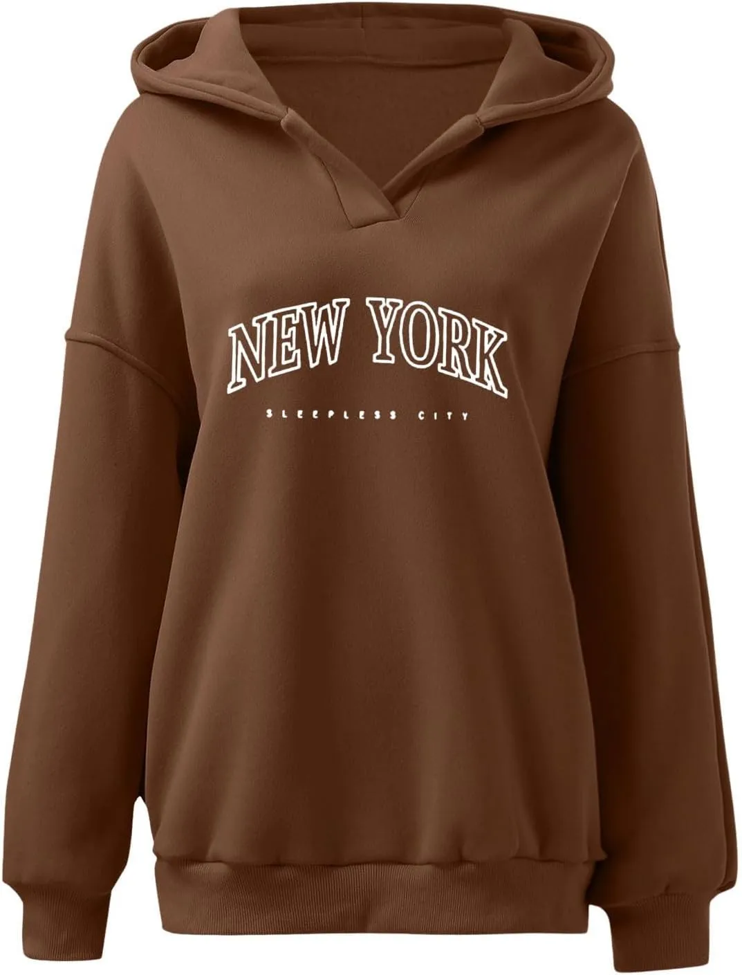 Womens Oversized Hoodies Long Sleeve Pullover Casual Fall Teen Girls Preppy Clothes 2024 Trendy V Neck Sweatshirts