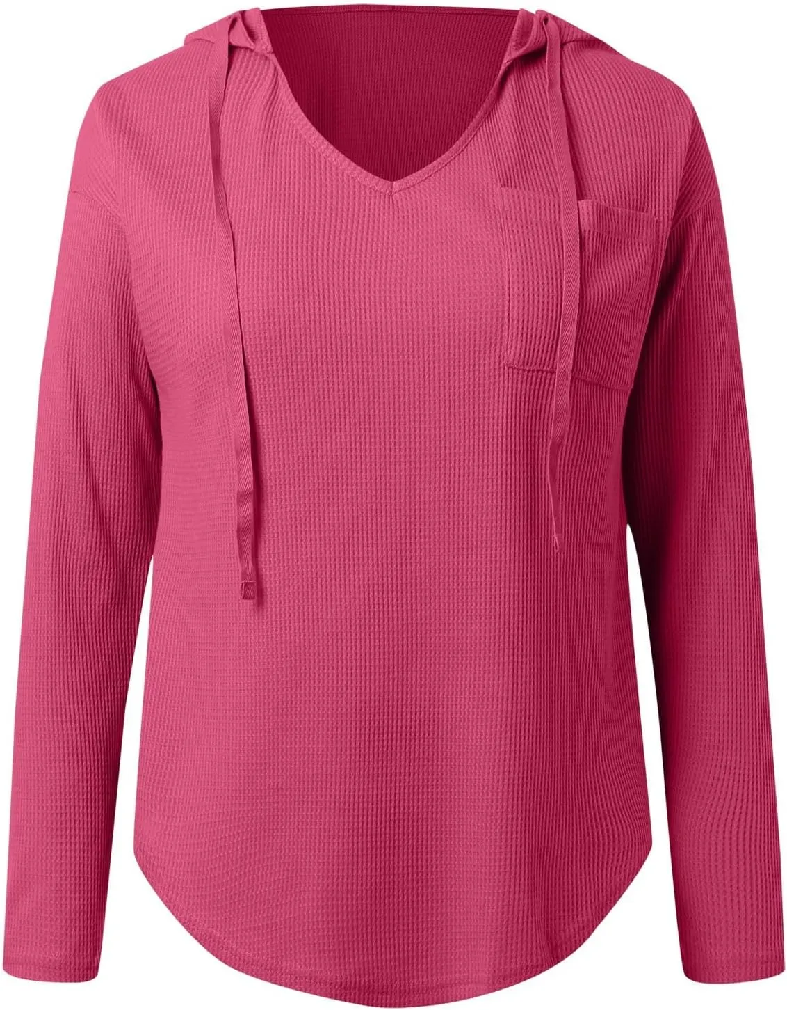 Women's V-neck long-sleeved shirt Fall Sweatshirt Loose Fit Casual Tops Trendy Clothing with Pockets 2024