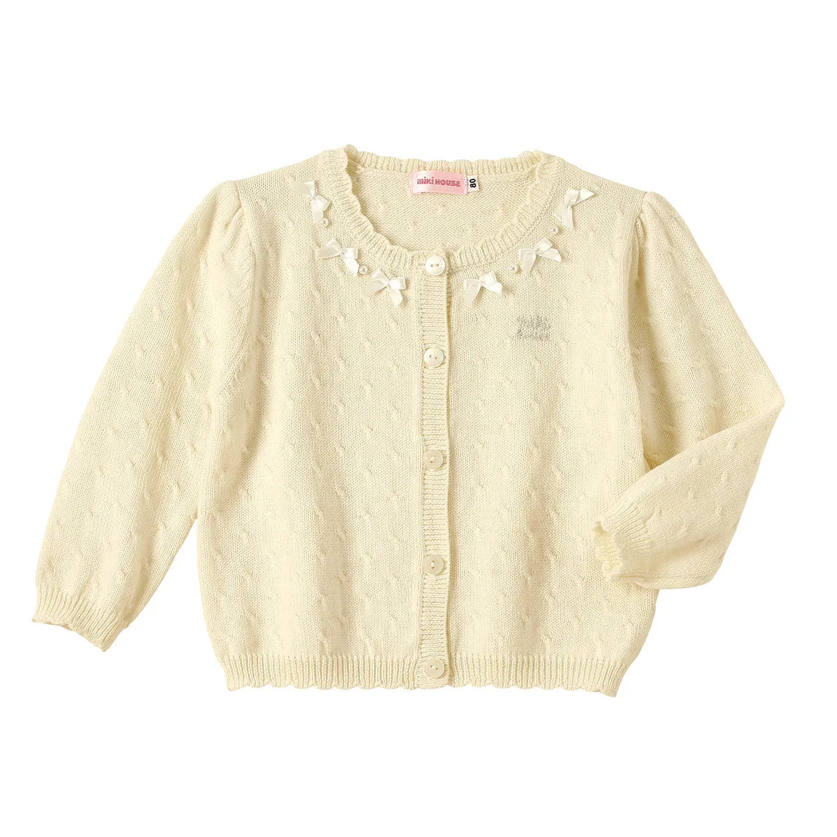 Wool Cardigan with Mini Ribbons